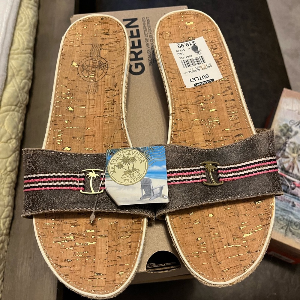 Margaritaville cork sandals size 10
